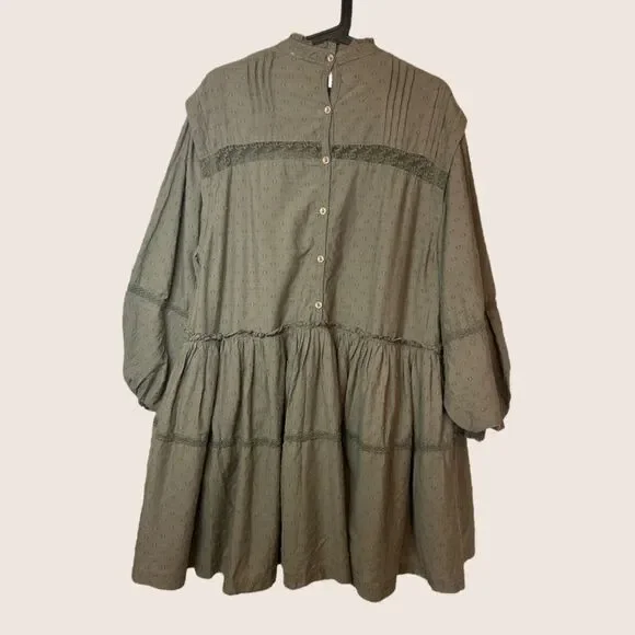 🫒 ANTHRO PILCRO LONG SLEEVE MOCK NECK SWING MINI DRESS OLIVE ARMY GREEN MEDIUM - Picture 5 of 8